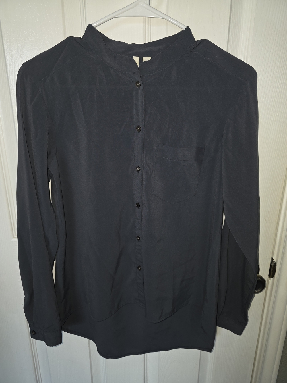 Frenchi Dark Navy Button-Front Shirt Jacket